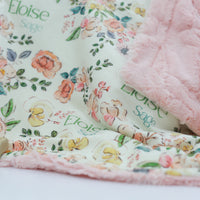 Minky Baby Blanket – Plush Pink Floral Double Sided Deluxe Infant Blanket