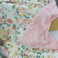 Minky Baby Blanket – Plush Pink Floral Double Sided Deluxe Infant Blanket