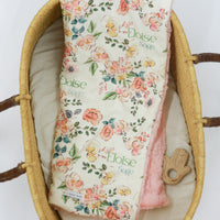 Minky Baby Blanket – Plush Pink Floral Double Sided Deluxe Infant Blanket
