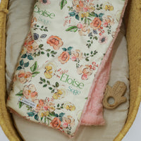 Minky Baby Blanket – Plush Pink Floral Double Sided Deluxe Infant Blanket