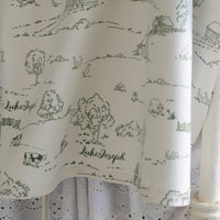 Farmhouse Toile Personalized Baby Boy Keepsake Blanket -Blue or Green Farm Nursery Gift