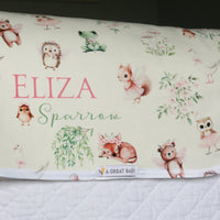 Personalized Baby Blanket – Woodland Animal Blanket with Satin Trim Edge, Pink Keepsake