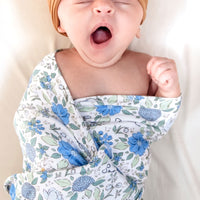 Blue Floral Baby Swaddle - Personalized Blanket