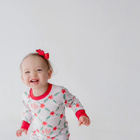Personalized Christmas Pajamas - Girls Holiday Poinsettia Print Pajama Set