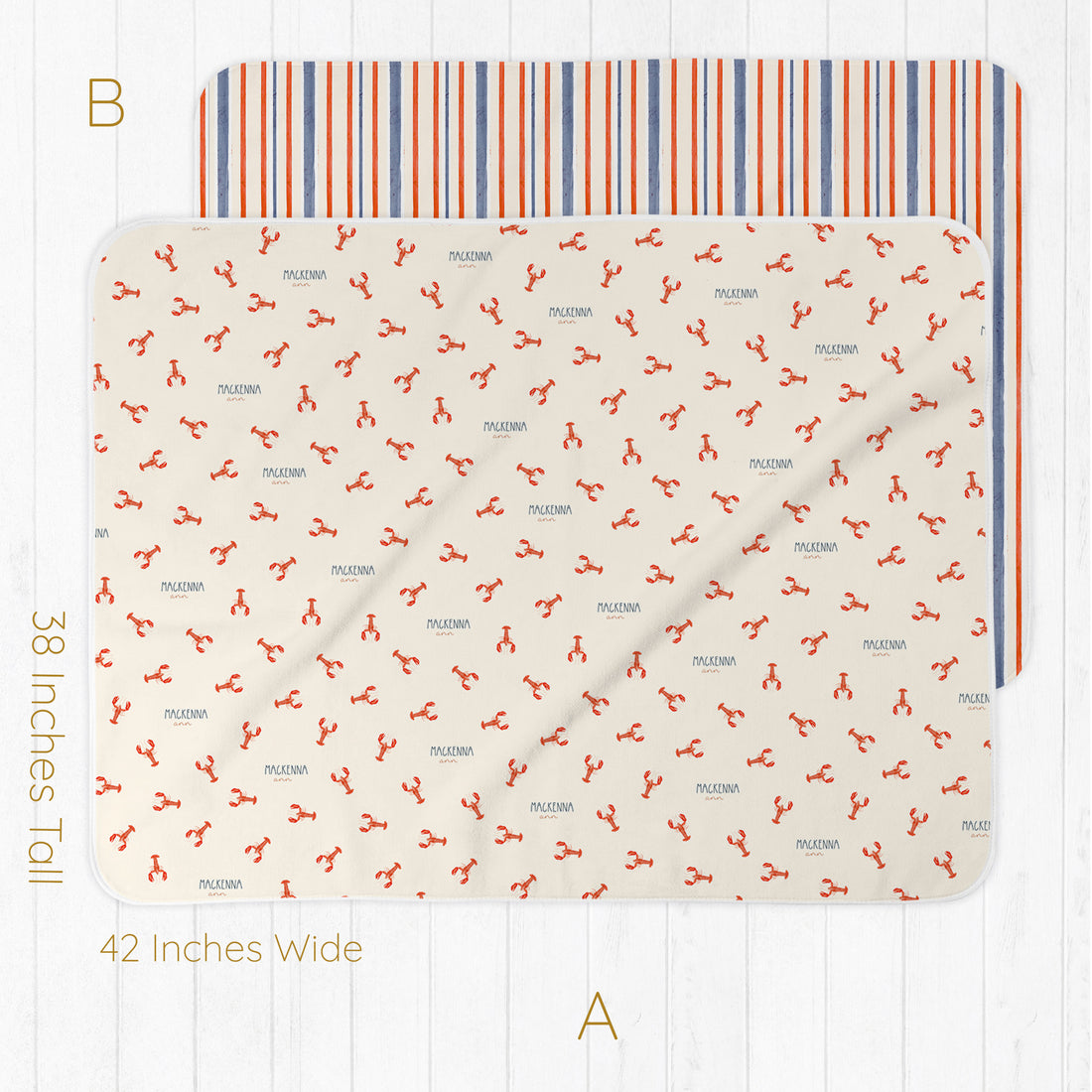 Personalized Baby Swaddle – Lobster Print Swaddle Blanket | Soft Stretchy Fabric
