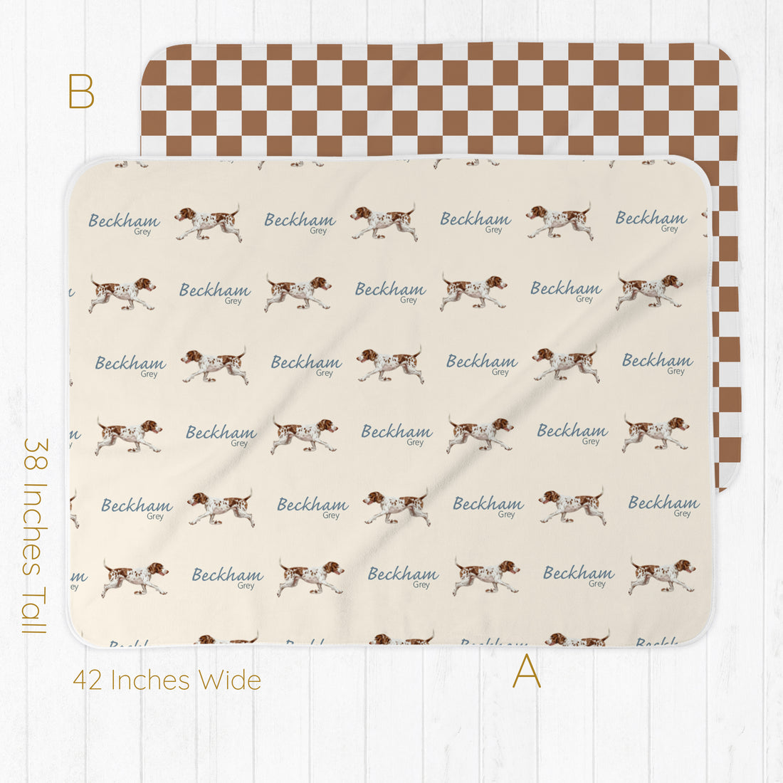 Personalized Baby Gift | Hunting Dog Baby Set with Custom Gown, Hat & Swaddle
