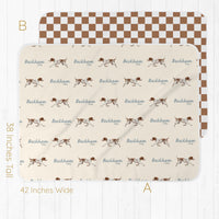 Personalized Baby Gift | Hunting Dog Baby Set with Custom Gown, Hat & Swaddle