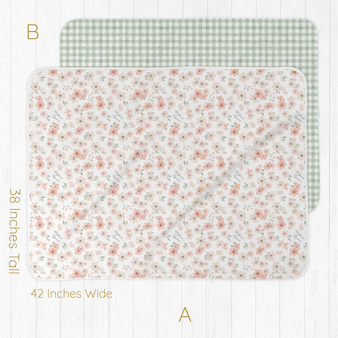 Personalized Baby Swaddle – Peach Blossom Design Large Floral Baby Wrap Blanket