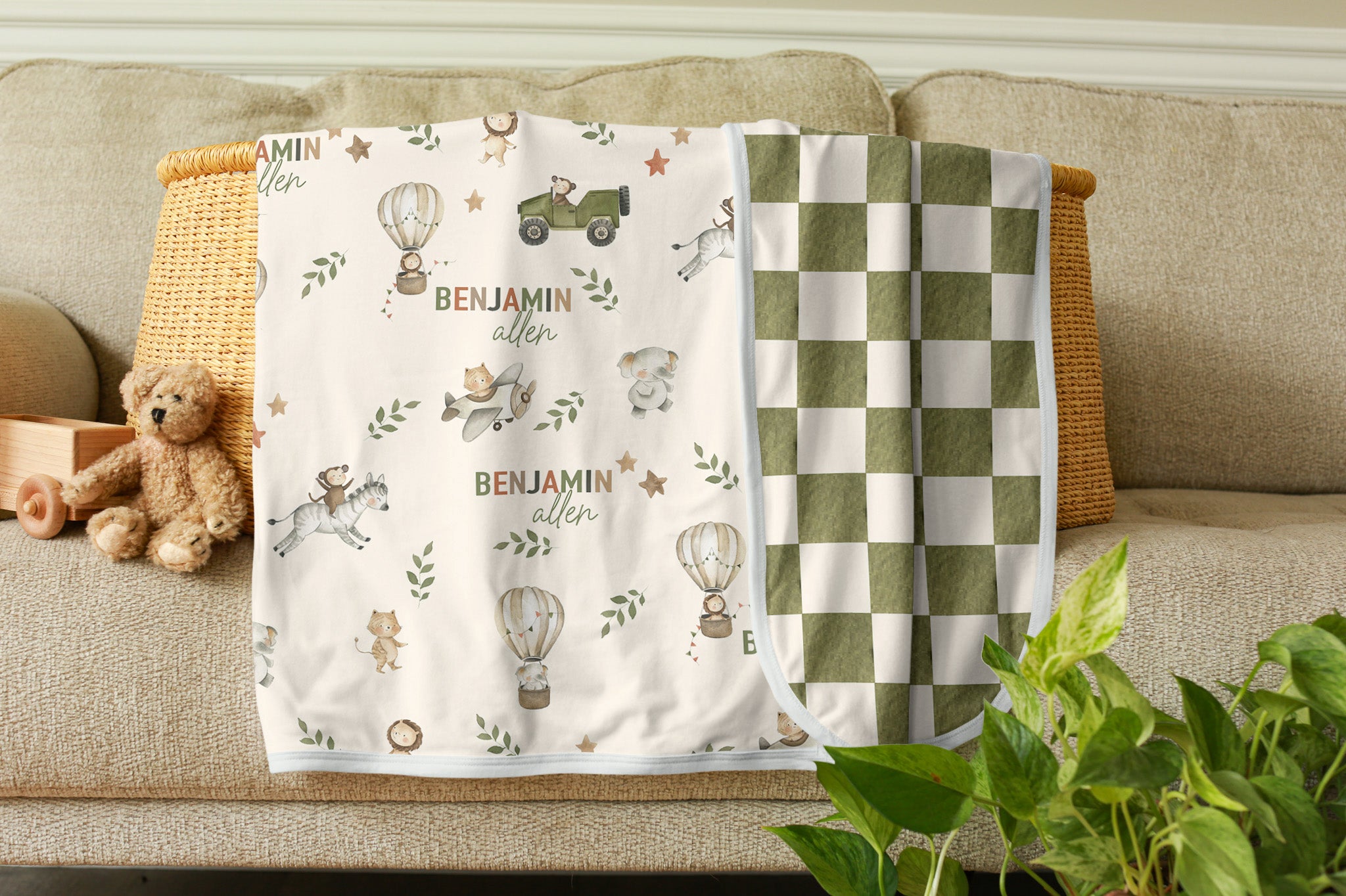 Personalized Baby Swaddle - AGreatBaby Sergeant Safari Stretchy
