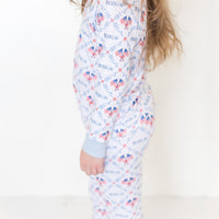 Best Patriotic Girl Gift | Personalized Grandmillennial American Flag Pajamas for Girls