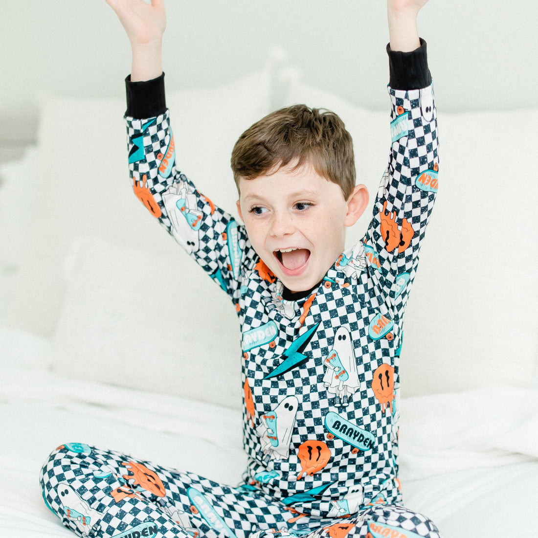 Ghosts On Skateboards Halloween Pajamas