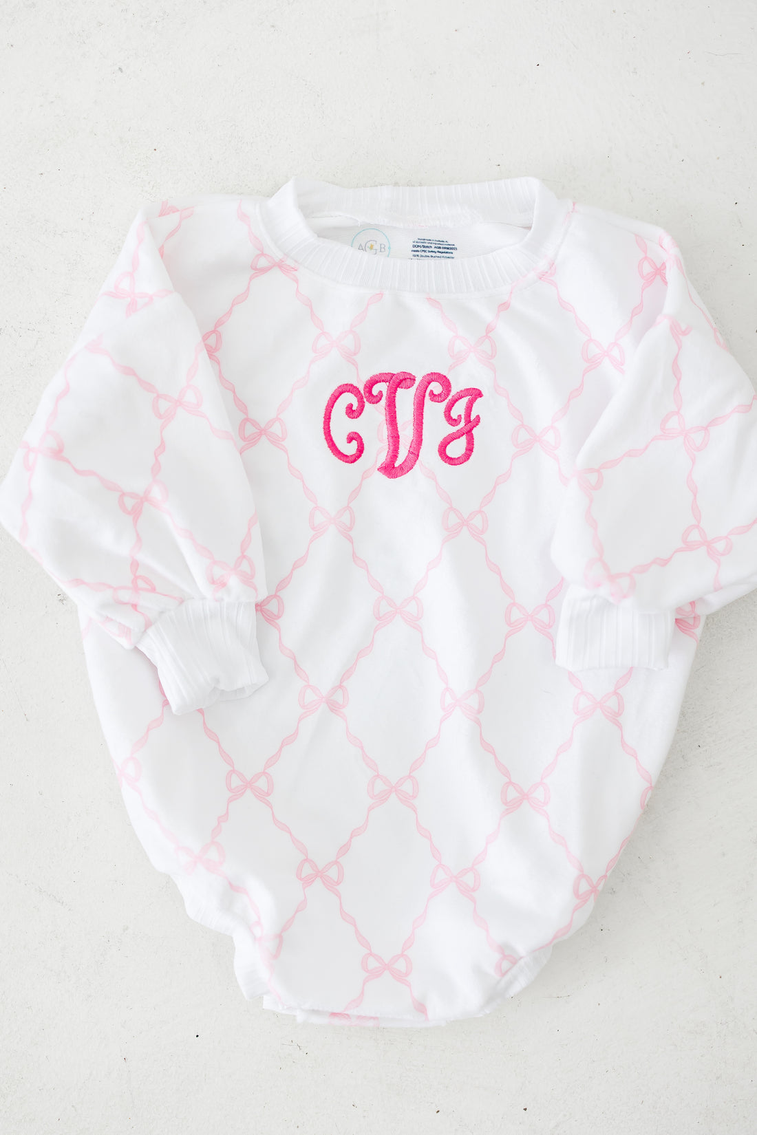 Monogrammed Heirloom Bows Bubble Suit - Soft, Long Sleeve Onesie for Babies