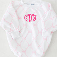 Monogrammed Heirloom Bows Bubble Suit - Soft, Long Sleeve Onesie for Babies