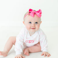 Monogrammed Heirloom Bows Bubble Suit - Soft, Long Sleeve Onesie for Babies