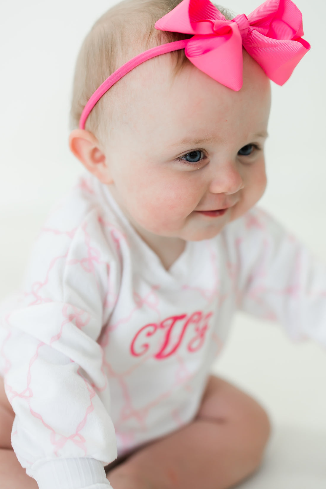 Monogrammed Heirloom Bows Bubble Suit - Soft, Long Sleeve Onesie for Babies