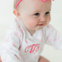 Monogrammed Heirloom Bows Bubble Suit - Soft, Long Sleeve Onesie for Babies