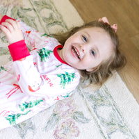 Pink Stripe Santa Pajamas - Personalized Girls Holiday Sleepwear with Cozy Striped Fabric