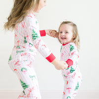 Pink Stripe Santa Pajamas - Personalized Girls Holiday Sleepwear with Cozy Striped Fabric