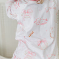 Personalized Baseball Pajamas – Girls Soft Knit Sleepwear with Bows, Cozy & Fade Resistant