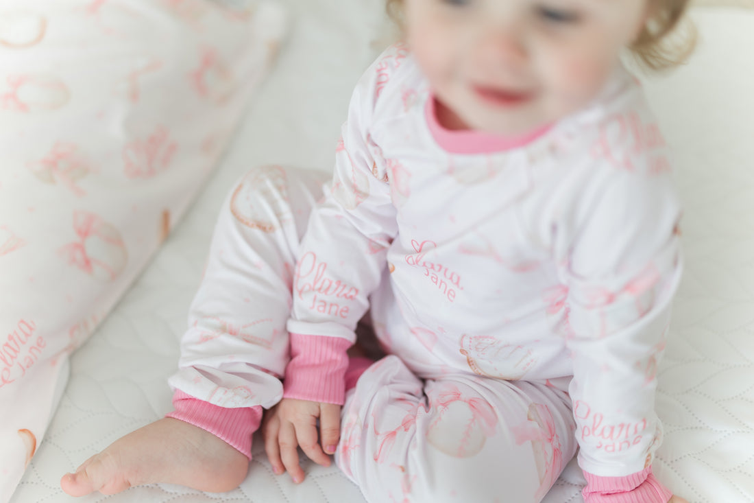 Personalized Baseball Pajamas – Girls Soft Knit Sleepwear with Bows, Cozy & Fade Resistant