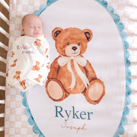 Vintage Teddy Bear Crib Sheet - Personalized Soft Knit Baby Bedding