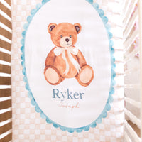 Vintage Teddy Bear Crib Sheet - Personalized Soft Knit Baby Bedding