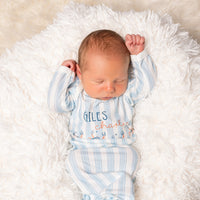 Personalized Baby Gown – Crab Print Gown with Knotted Baby Hat | Soft Stretchy Knit