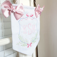 Heirloom Bows Embroidered Monogram Door Hanging Banner