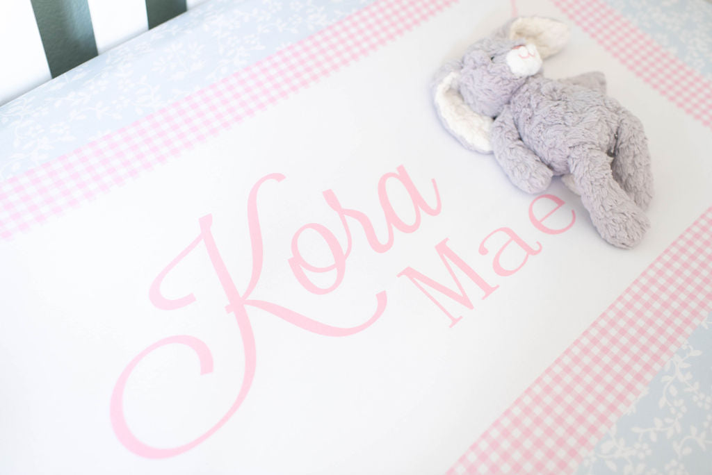 Heirloom Bows Pink & Blue Baby Girl Crib Sheet - Vintage Inspired