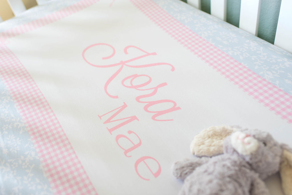 Heirloom Bows Pink & Blue Baby Girl Crib Sheet - Vintage Inspired