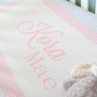 Heirloom Bows Pink & Blue Baby Girl Crib Sheet - Vintage Inspired