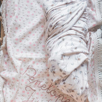 Personalized Baby Blanket - Floral Baby Receiving Blanket with Satin Trim | Boho Nursery Decor