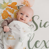 Keepsake Baby Blanket - Personalized Floral Baby Girl Blanket With Satin Trim