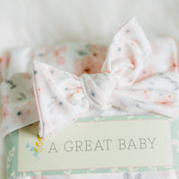 Personalized Baby Blanket – Peach Blossom Floral Receiving Blanket with Satin Trim