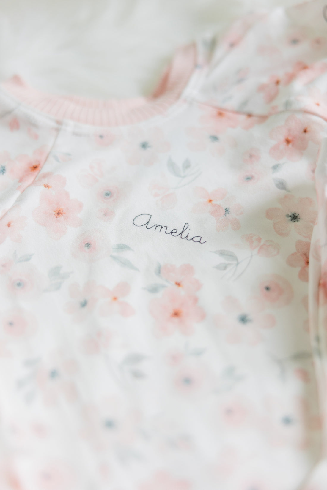 Personalized Pajamas Girls | Peach Blossom Floral PJs - Soft Knit Sleepwear
