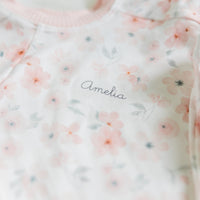 Personalized Pajamas Girls | Peach Blossom Floral PJs - Soft Knit Sleepwear