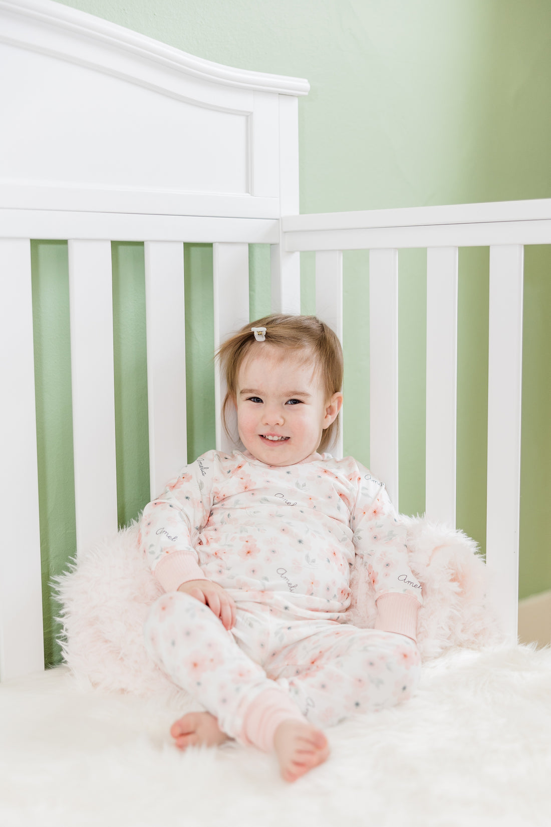 Personalized Pajamas Girls | Peach Blossom Floral PJs - Soft Knit Sleepwear