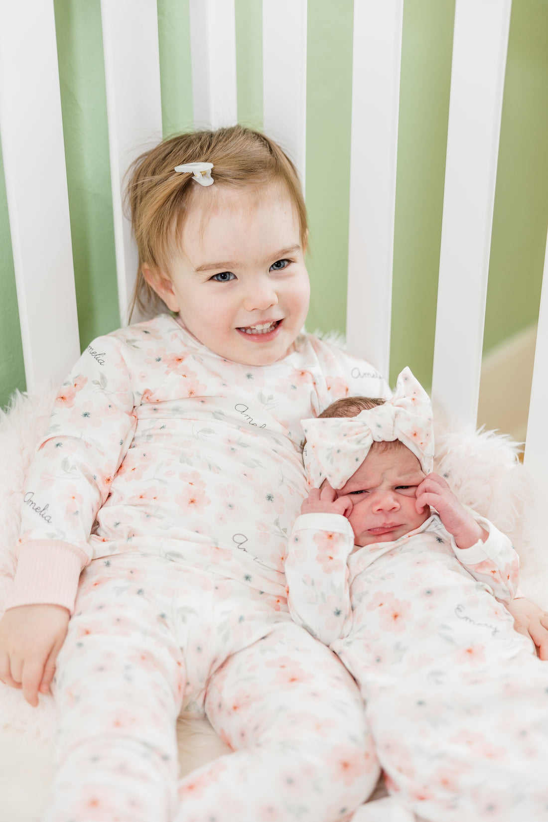 Personalized Pajamas Girls | Peach Blossom Floral PJs - Soft Knit Sleepwear