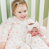 Personalized Pajamas Girls | Peach Blossom Floral PJs - Soft Knit Sleepwear