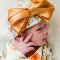 Harvest Floral Baby Headband with Satin Bow, Fall Gift