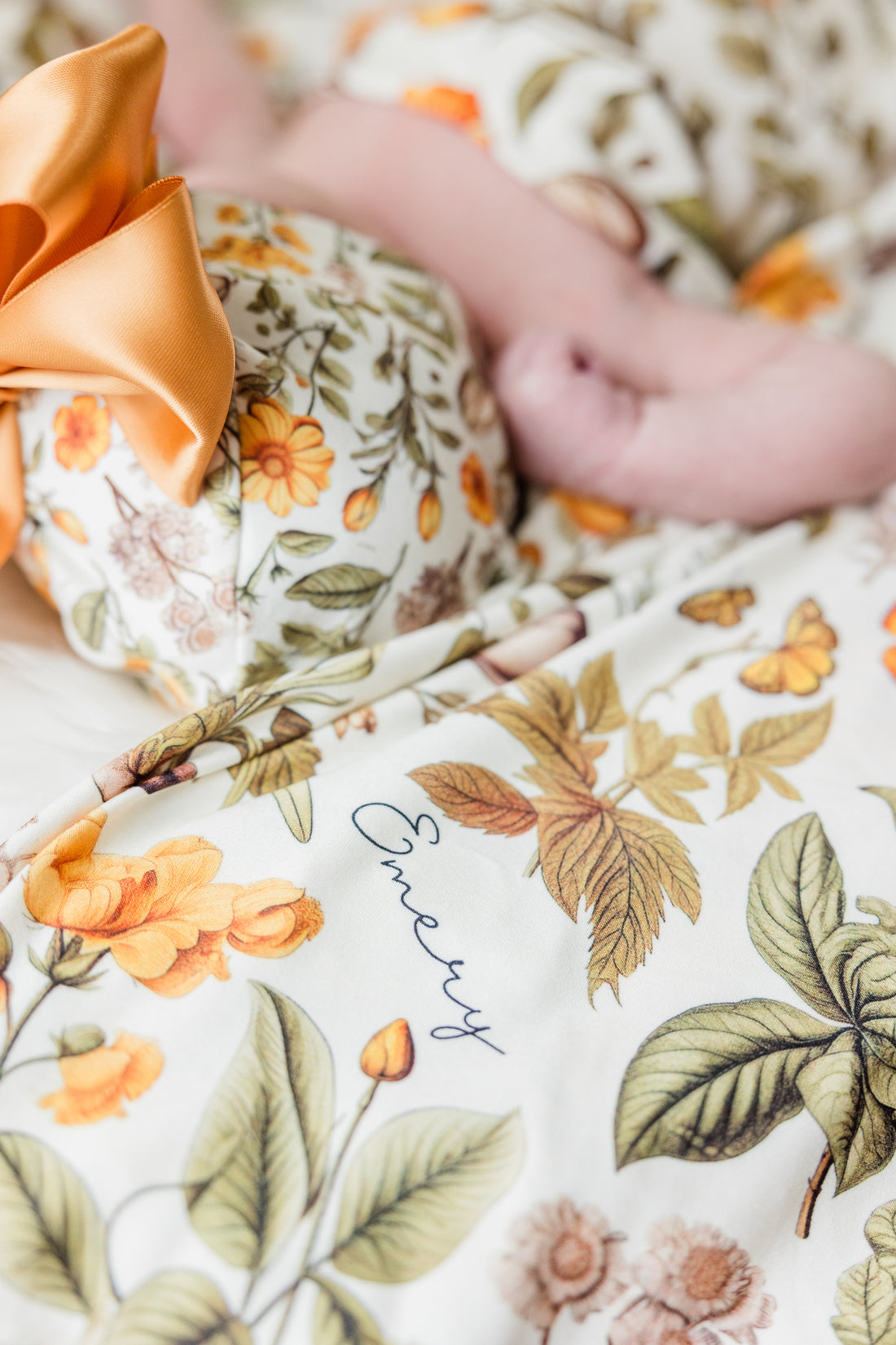 Harvest Floral Personalized Stretchy Swaddle Blanket