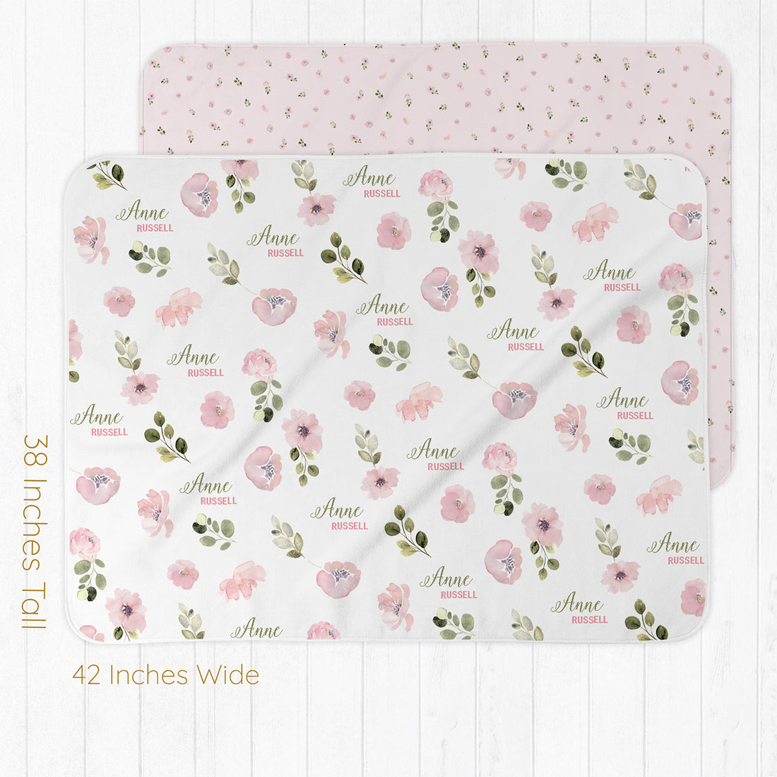 Newborn Personalized Blankets Abigail Floral Pink