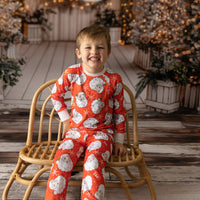 Red Santa Pajamas - Personalized Vintage Christmas PJs With Custom Name