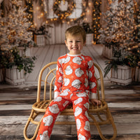 Red Santa Pajamas - Personalized Vintage Christmas PJs With Custom Name