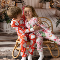 Red Santa Pajamas - Personalized Vintage Christmas PJs With Custom Name