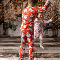 Red Santa Pajamas - Personalized Vintage Christmas PJs With Custom Name