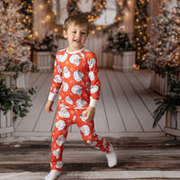 Red Santa Pajamas - Personalized Vintage Christmas PJs With Custom Name