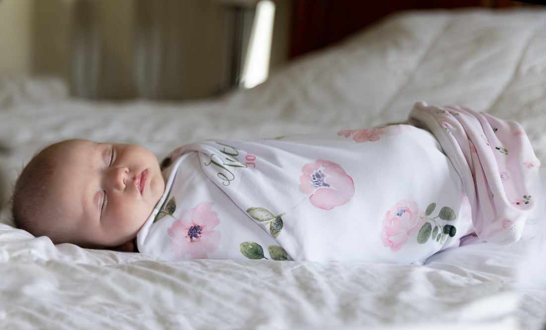 Newborn Personalized Blankets Abigail Floral Pink