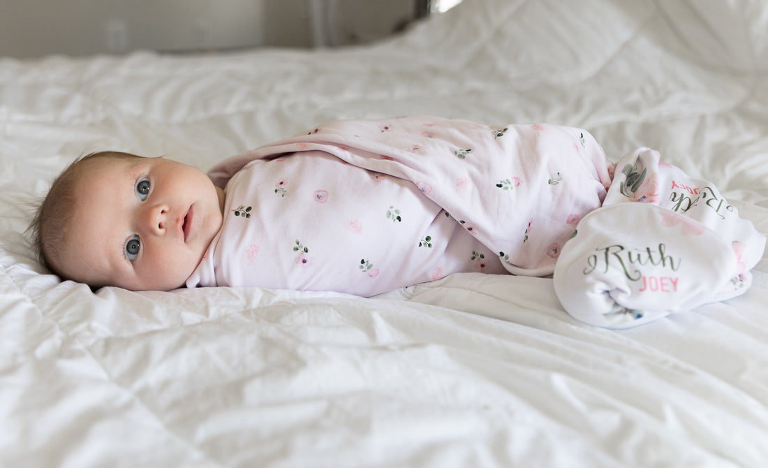 Newborn Personalized Blankets Abigail Floral Pink