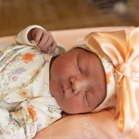 Personalized Baby Gown – Floral Spring Baby Gown with Tie Bottom, Soft Jersey